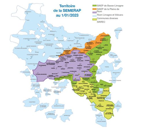 Territoire d'intervention de la SEMERAP au 01/01/2023